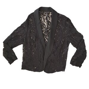 INC International Concepts‎ Black Floral Lace Blazer Jacket Womens 2X